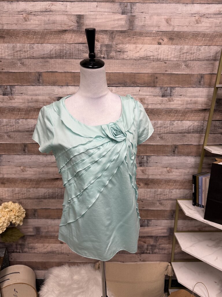NWT Talbots Powder Blue Soft Cotton Ruffle