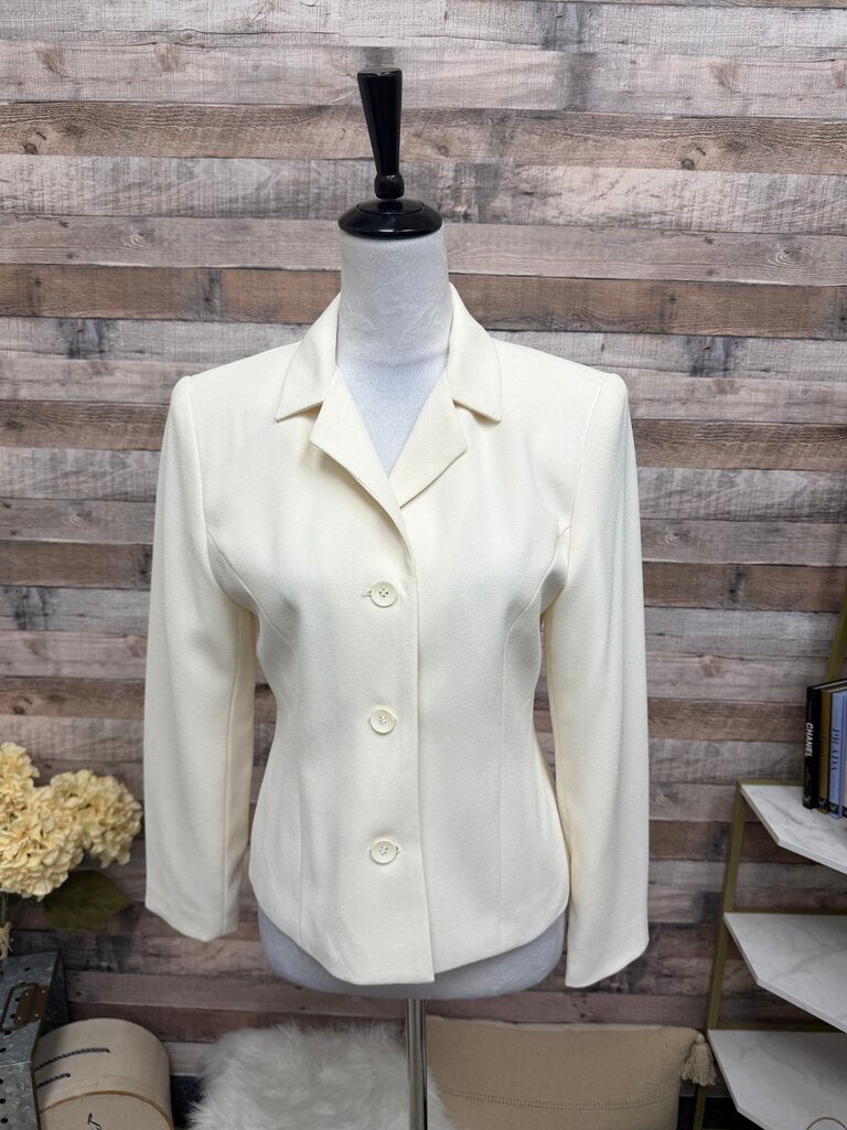 Karen Scott Ivory Notch Lapel Blazer