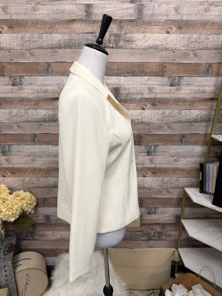 Karen Scott Ivory Notch Lapel Blazer
