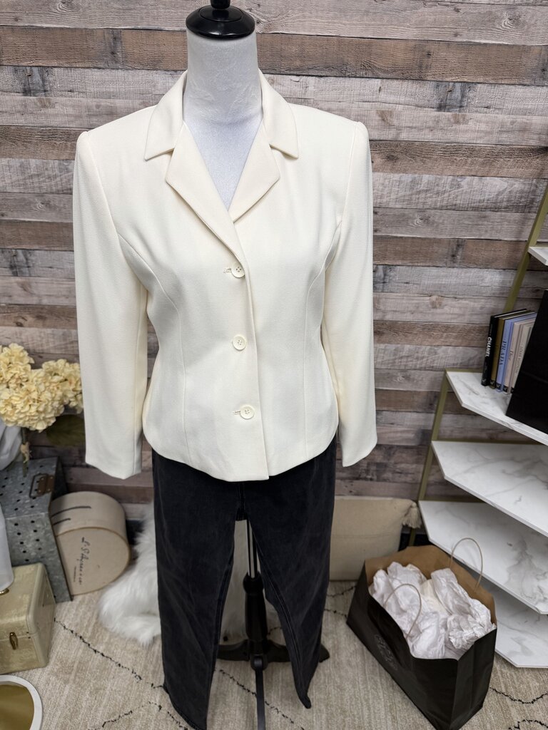 Karen Scott Ivory Notch Lapel Blazer