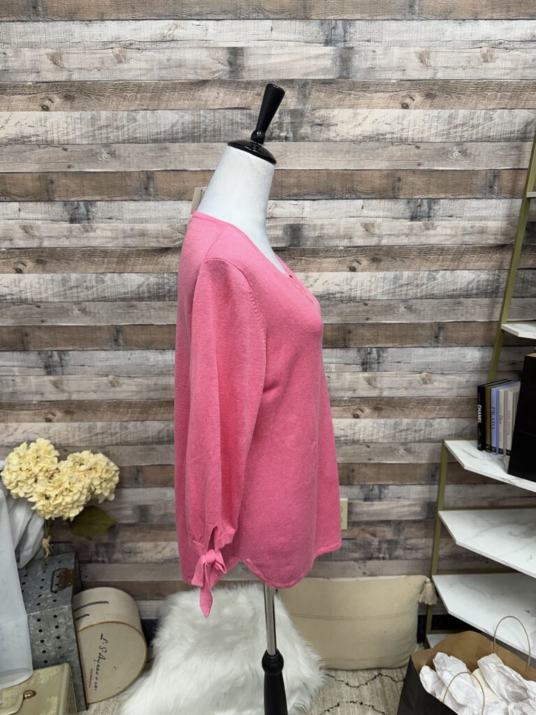 NWT Talbots Coral 3/4 Sleeve Split Neck Sweater