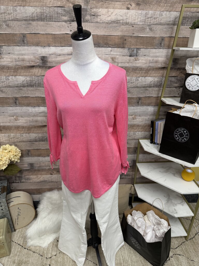 NWT Talbots Coral 3/4 Sleeve Split Neck Sweater
