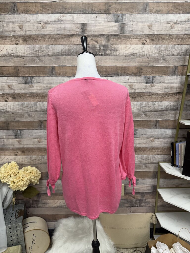 NWT Talbots Coral 3/4 Sleeve Split Neck Sweater