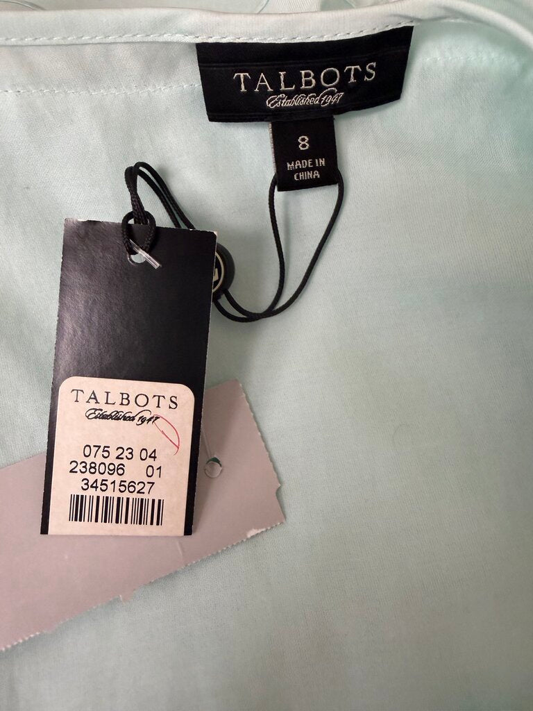 NWT Talbots Powder Blue Cap Sleeve Ruffle Neckline
