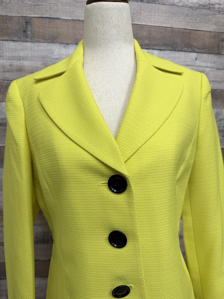 Evan Picone Chartreuse Black Button Blazer