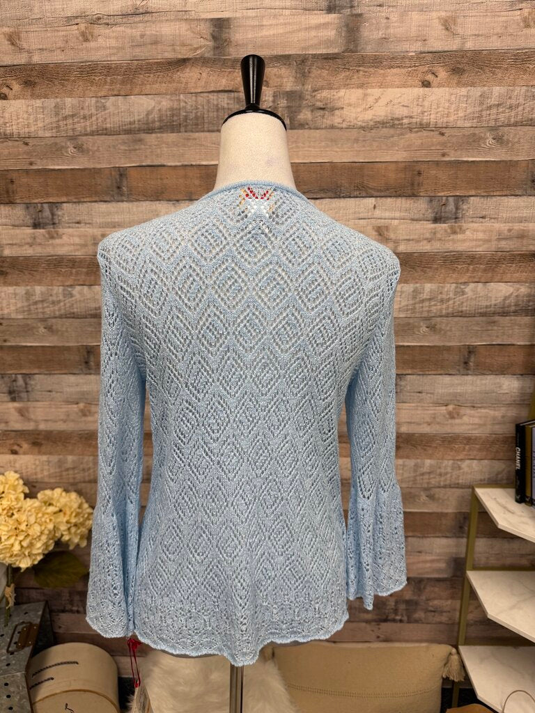 NWT Ruby Rd Powder Blue Crochet Shrug