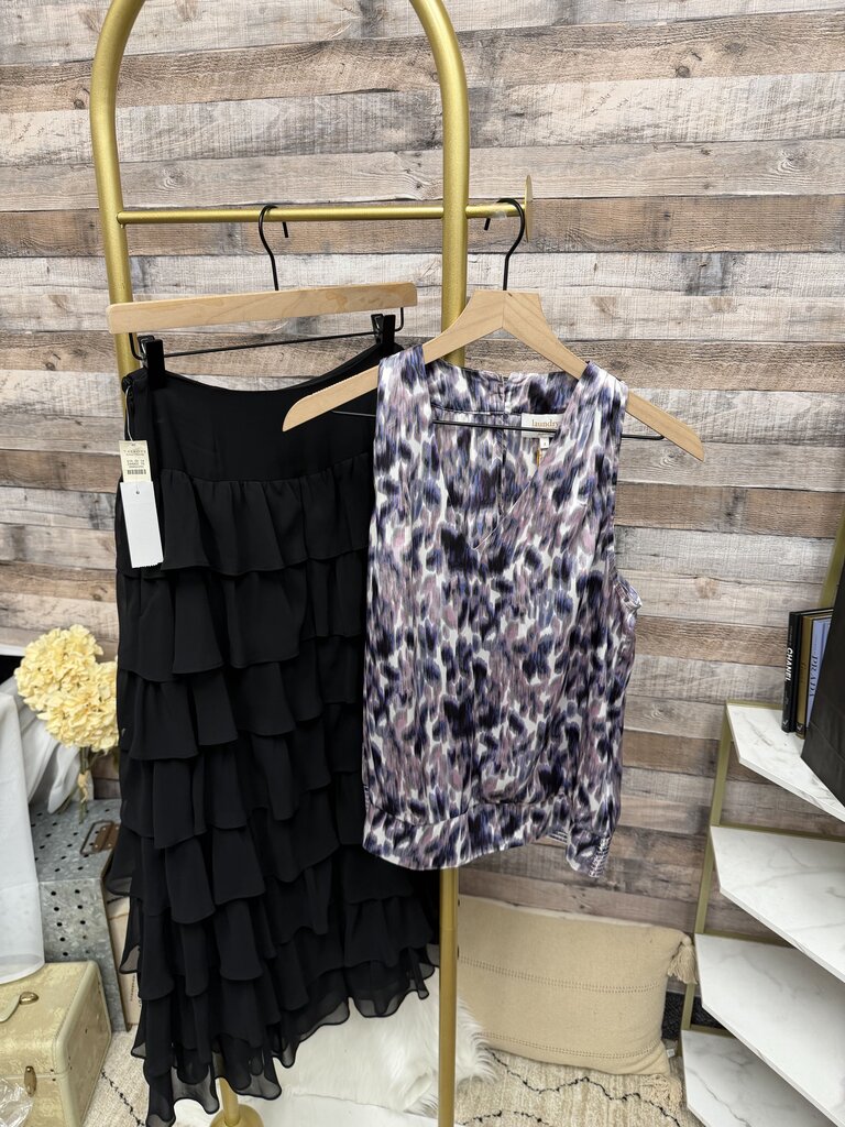 NWT Talbots Black Ruffle Tiered Skirt