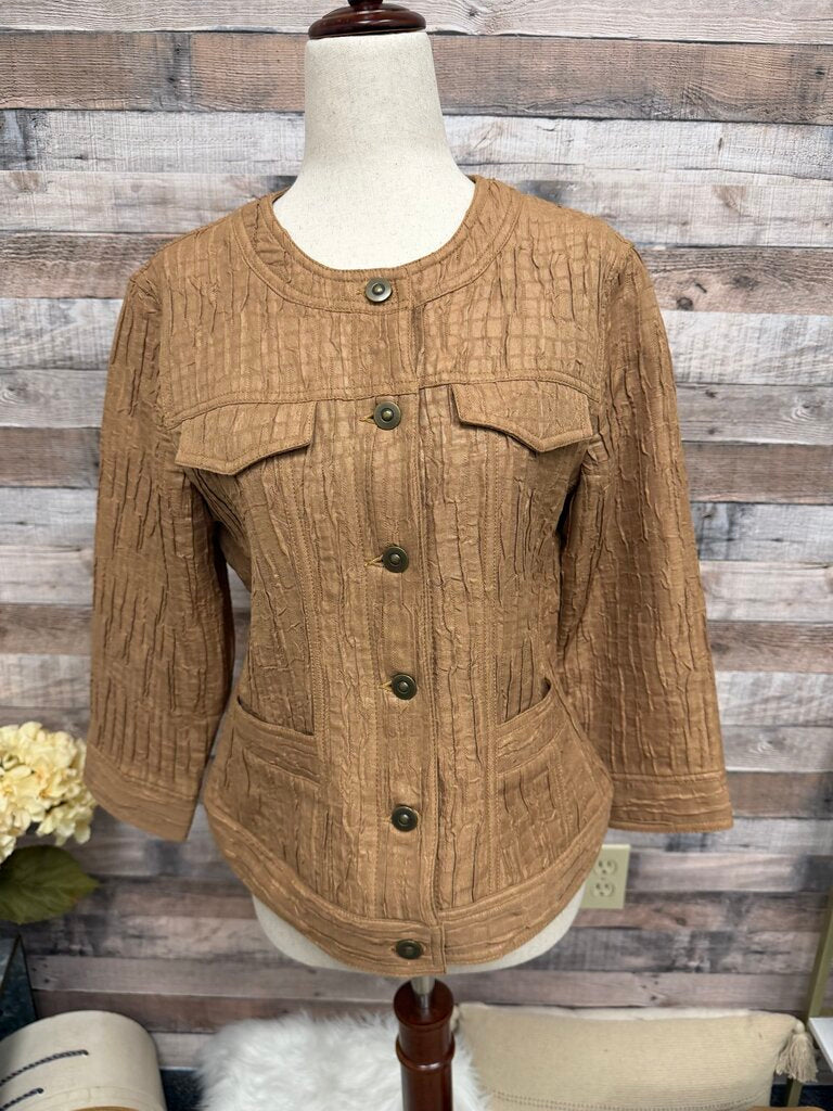 NWT Ruby Rd Camel Textured Button Down