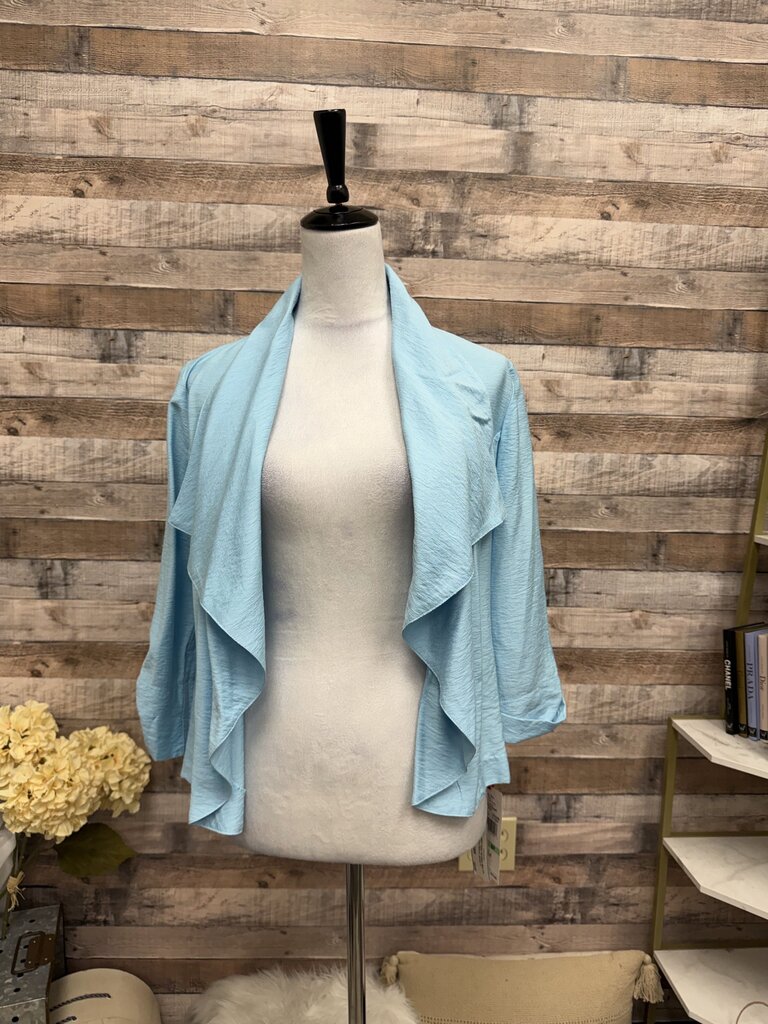 NWT Ruby Rd Baby Blue 3/4 Button Sleeve Jacket