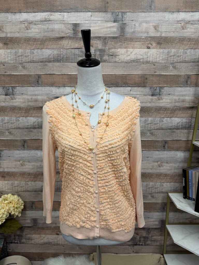 NWT Talbot Peach Ruffle Front Cardigan