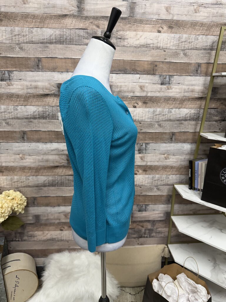 NWT Talbots Aqua Knit Mesh 3/4 Sleeve Cardigan