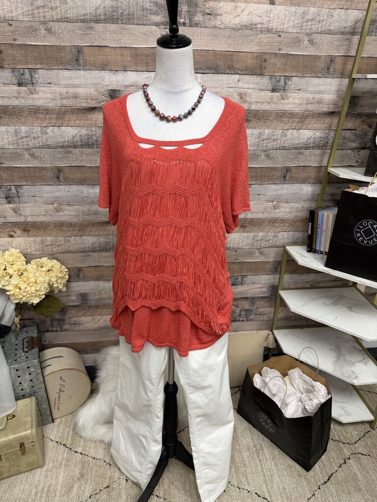 Chico's Coral Knit Sweater Top XL