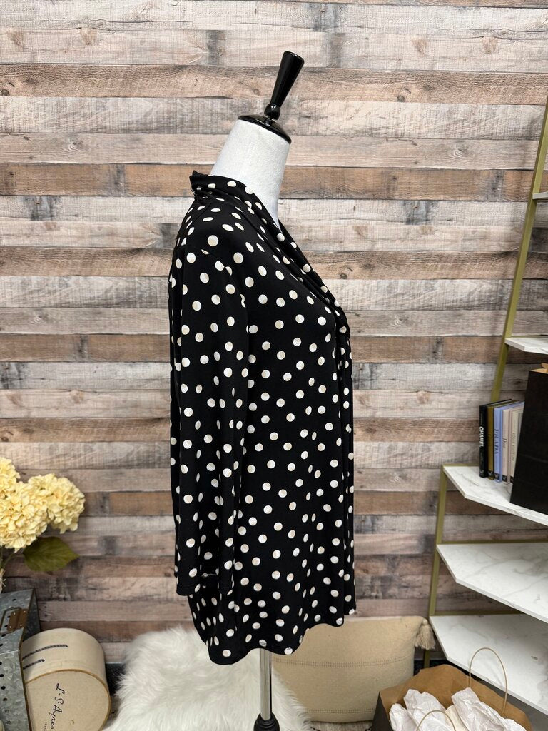 Tahari Black & White Polka Dot Shirt Dress 1X