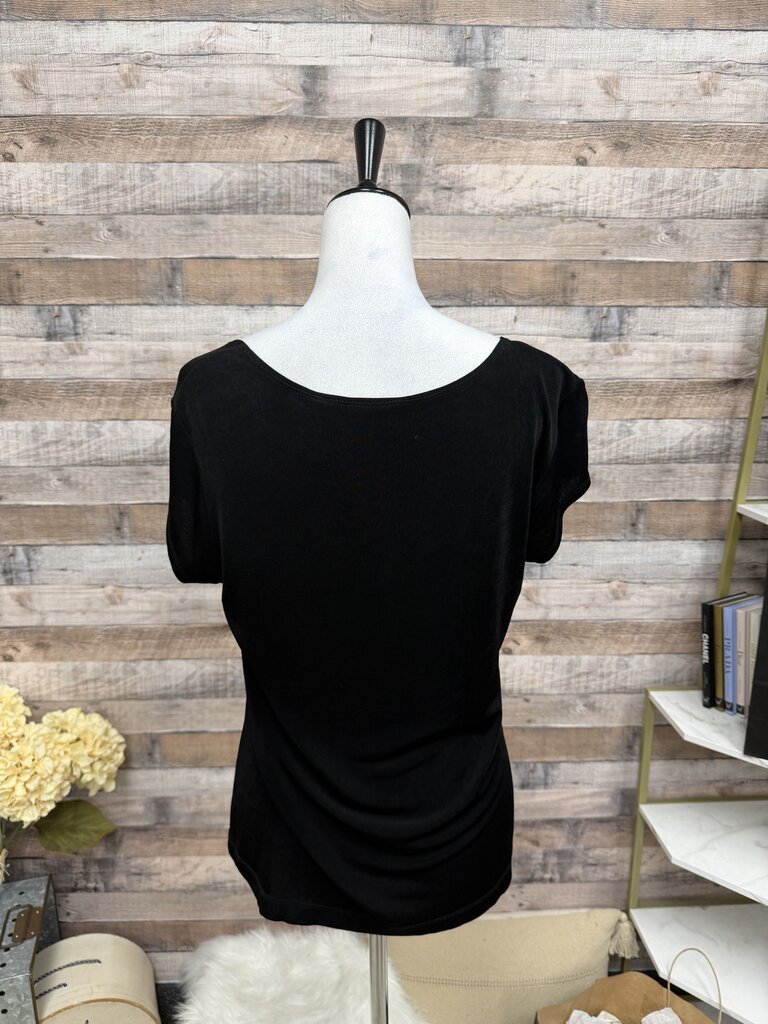 Chico's Travelers Black Short Sleeve Top L