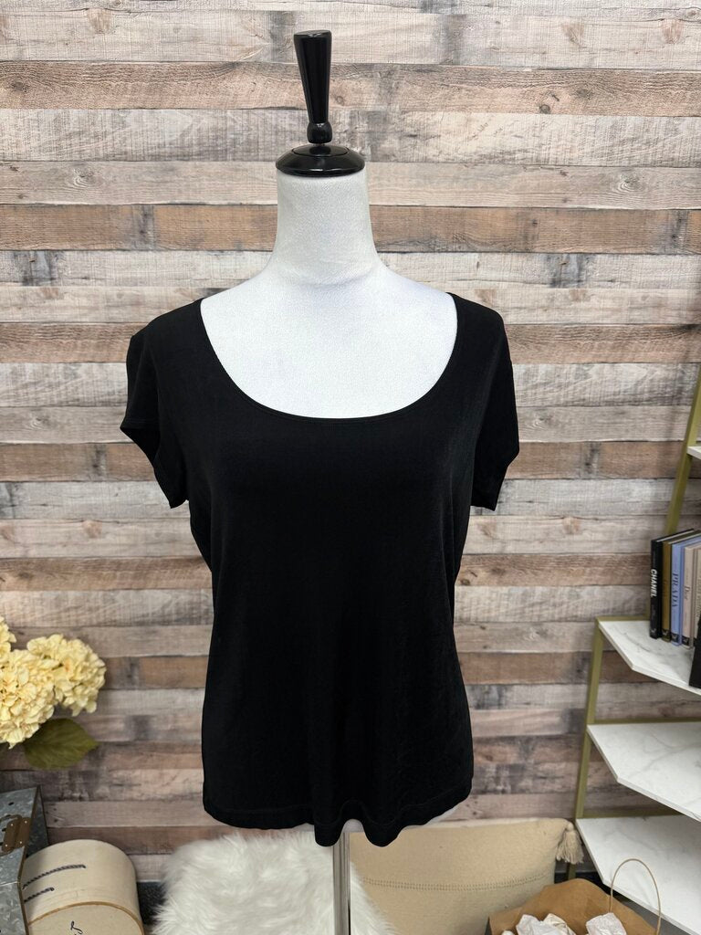 Chico's Travelers Black Short Sleeve Top L