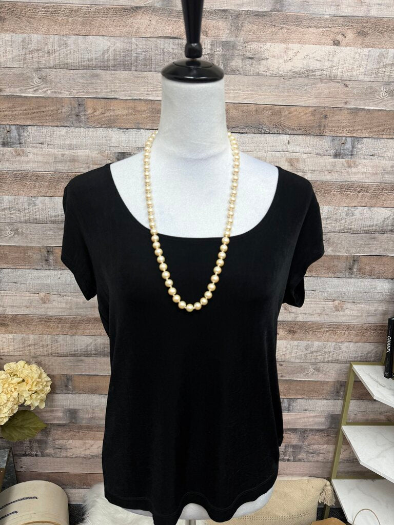 Chico's Travelers Black Short Sleeve Top L