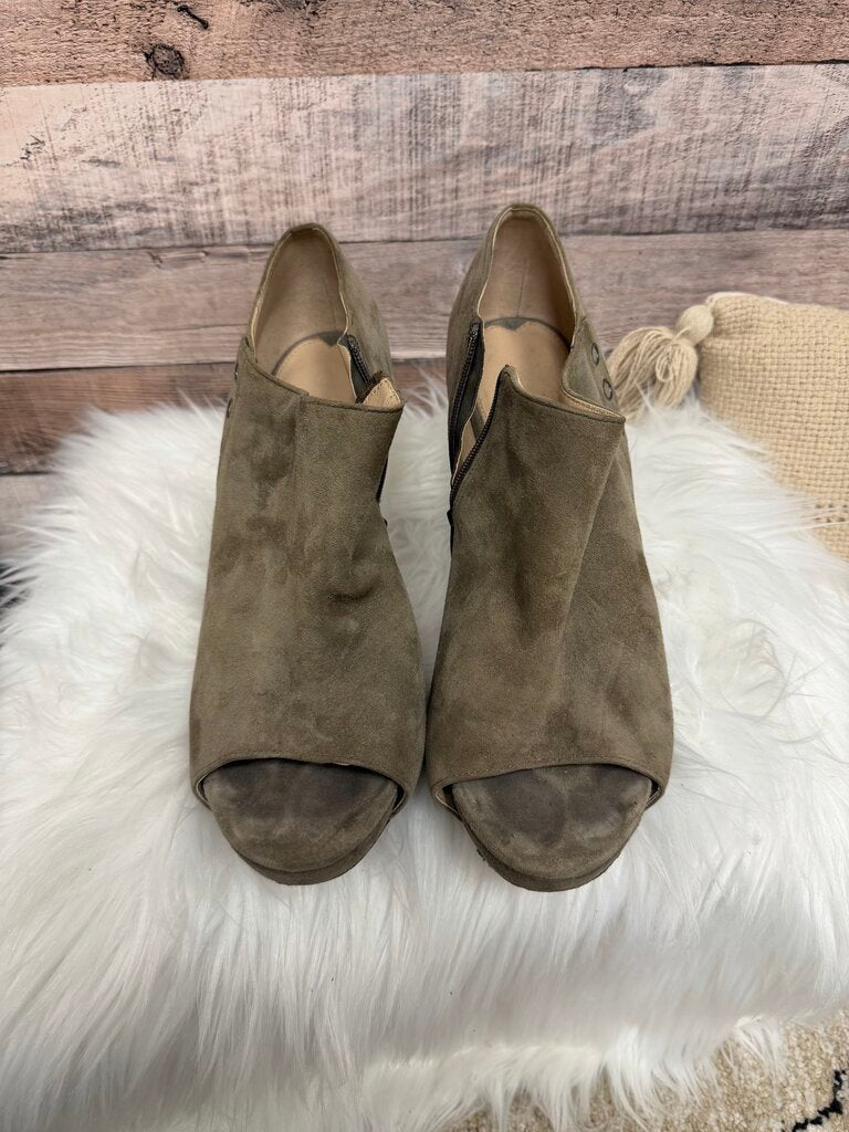 Via Spiga Tan Peep-Toe Ankle Bootie