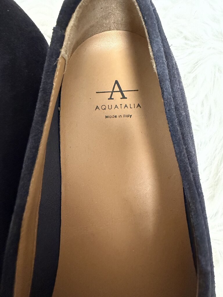 Aquatalia Navy Suede Slip-On Loafers