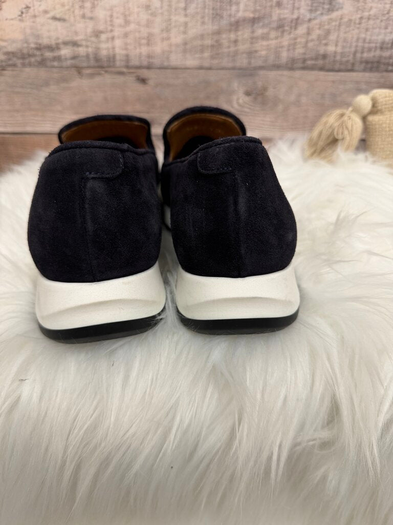 Aquatalia Navy Suede Slip-On Loafers