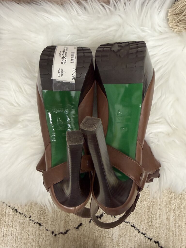 Donald J Pliner Brown Leather Peep-Toe Ankle Booties