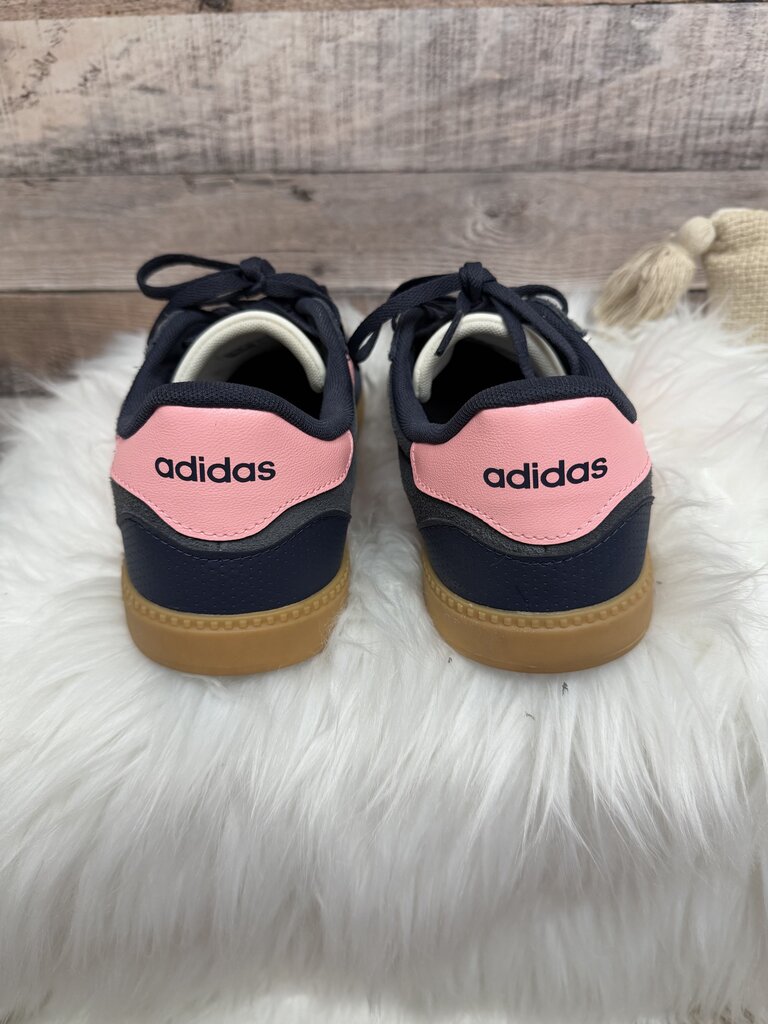 Adidas Blue Suede Pink Stripe Sneakers