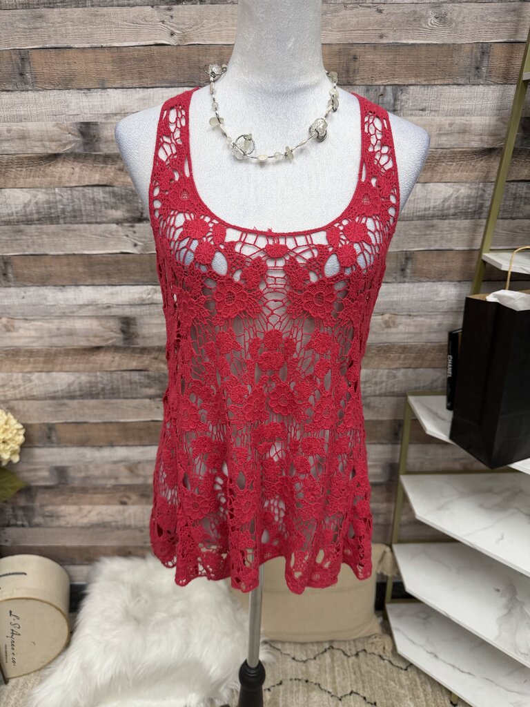 Bar 111 Red Crochet Tank Top