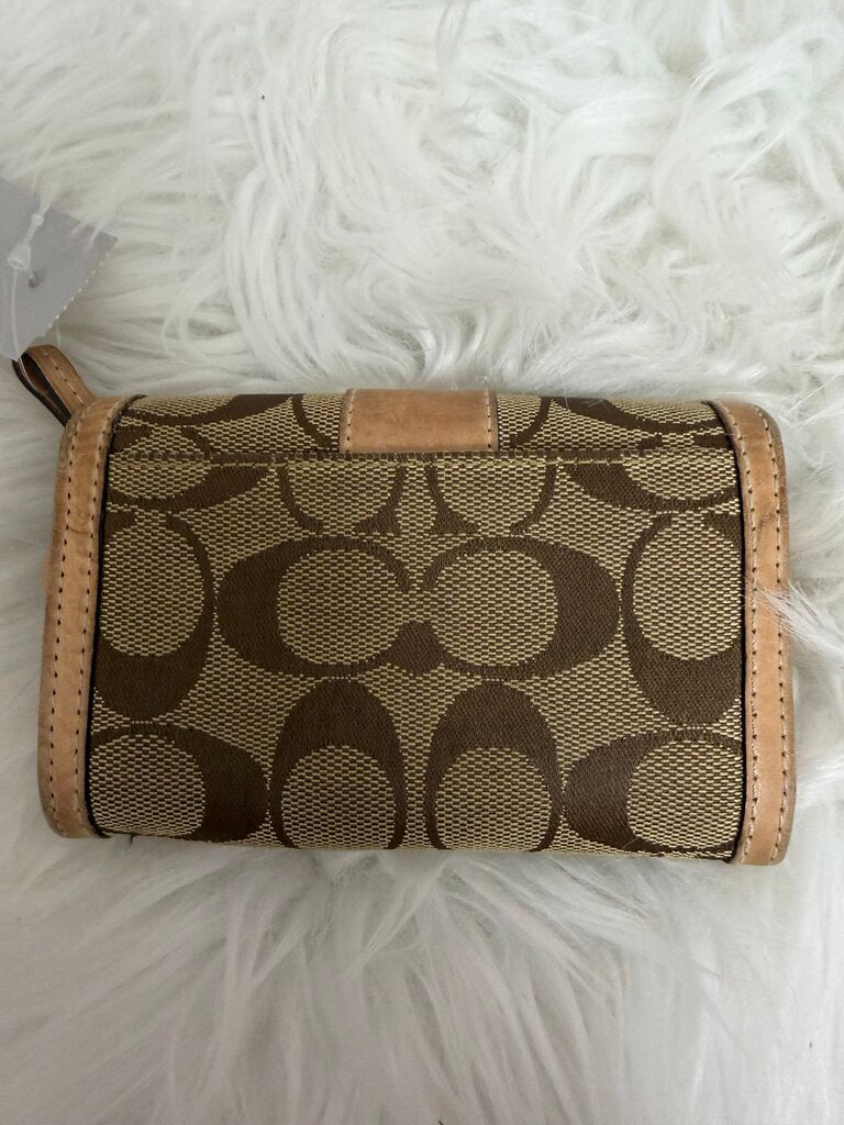 Coach Signature Canvas & Leather Trifold Wallet