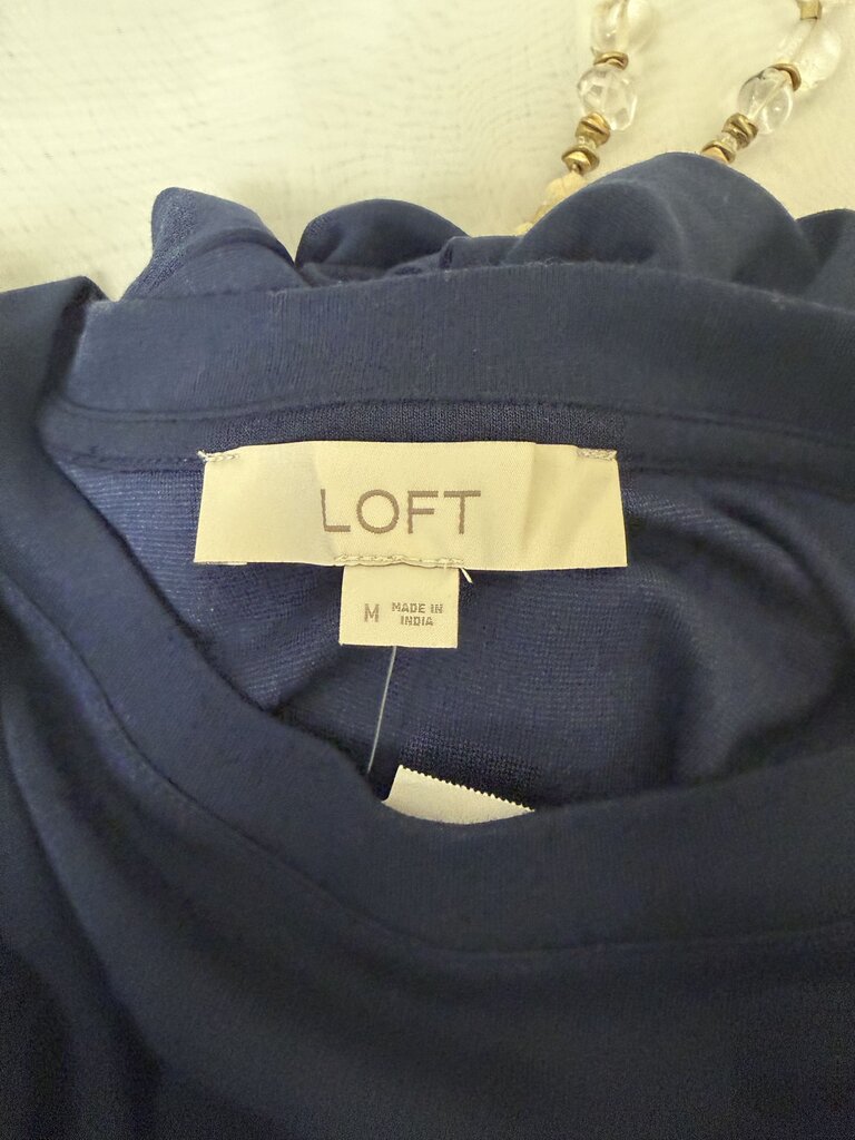 NWT Loft Navy T-Shirt Dress w/Puff Sleeve