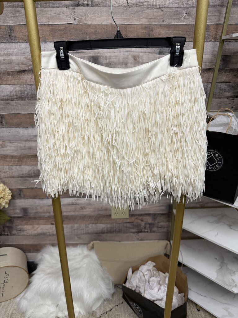 Express Ivory Fringe Mini Skirt