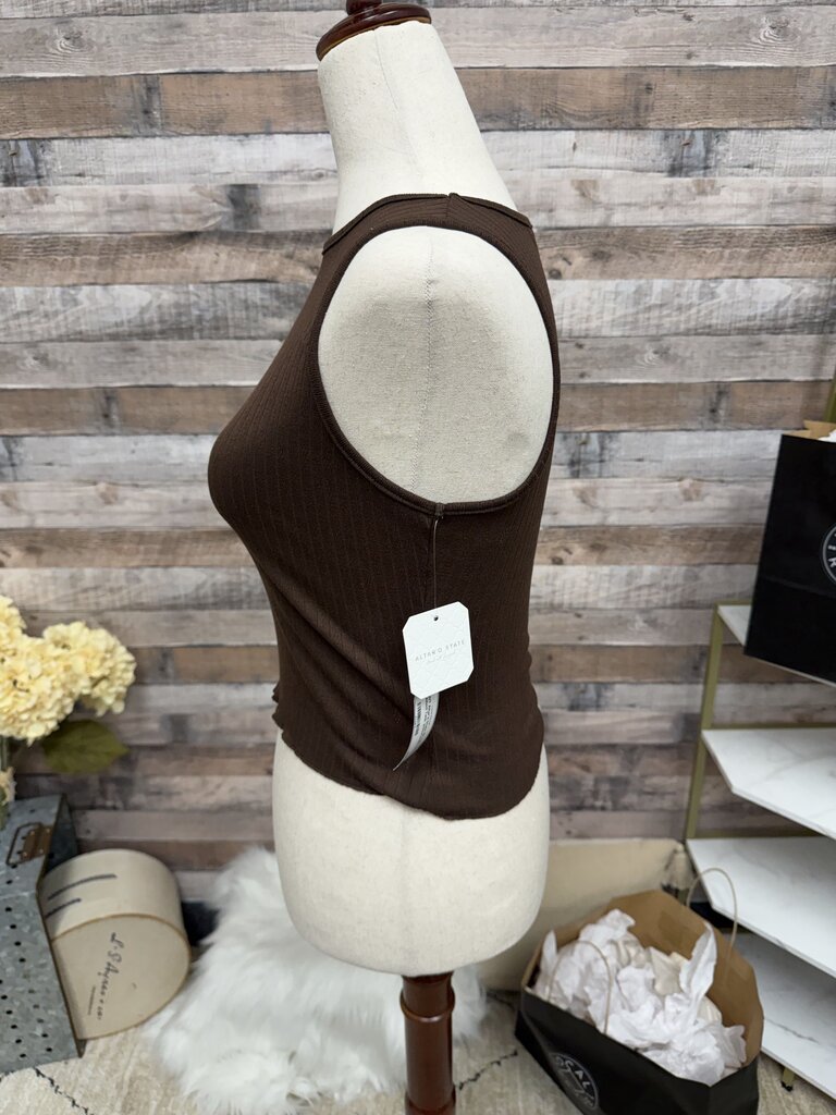 NWT Altar'd State Brown Ribbed Tank w/Horseshoes