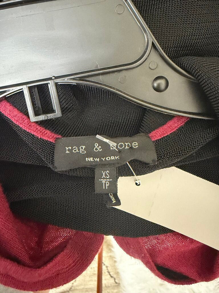Rag & Bone Red w/Black Mesh Zip Polo