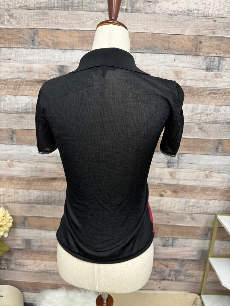 Rag & Bone Red w/Black Mesh Zip Polo