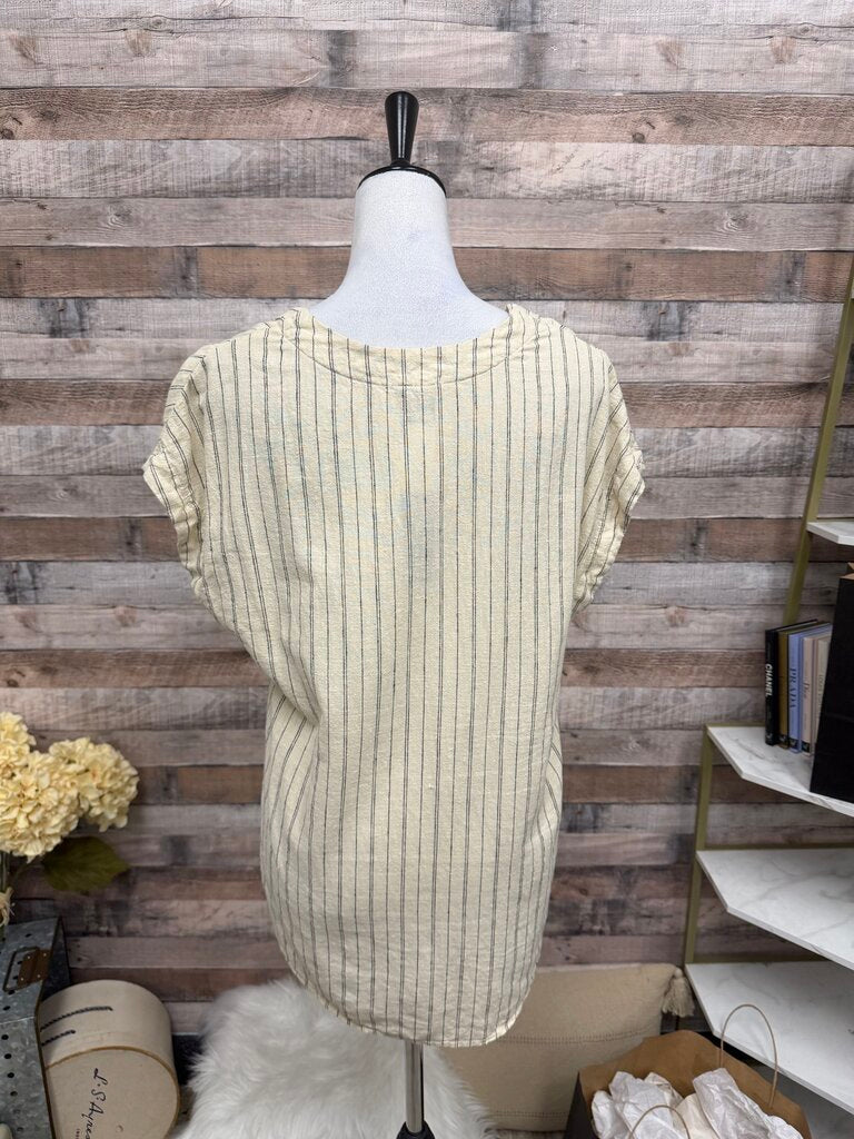 Prairie Underground Cream Ribbed V-Neck Top M