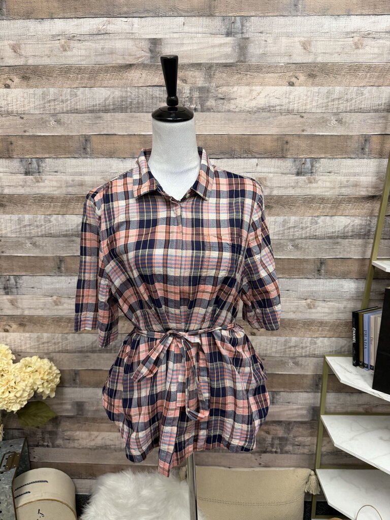 Trovata Ridge Of Paradise Pink Plaid Pattern Button-Down Shirt L