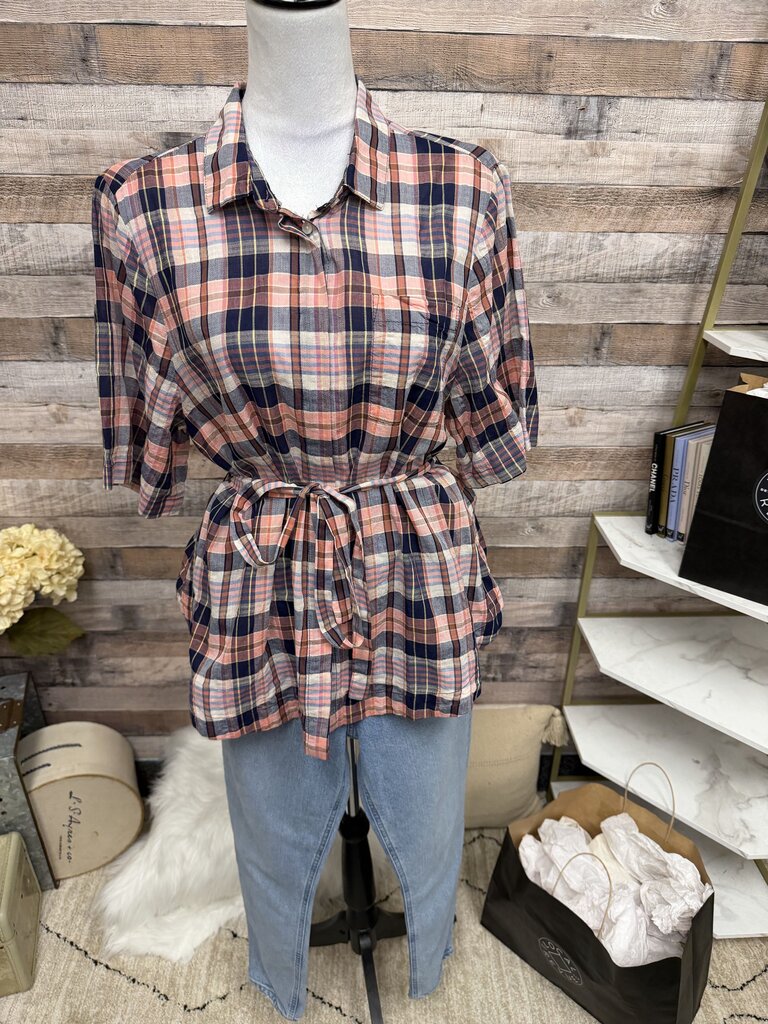 Trovata Ridge Of Paradise Pink Plaid Pattern Button-Down Shirt L
