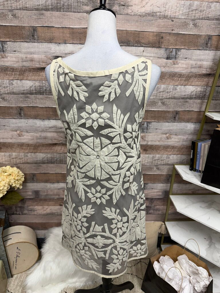 Moss By Moss Bros White Floral Tapework Pattern Dress 38