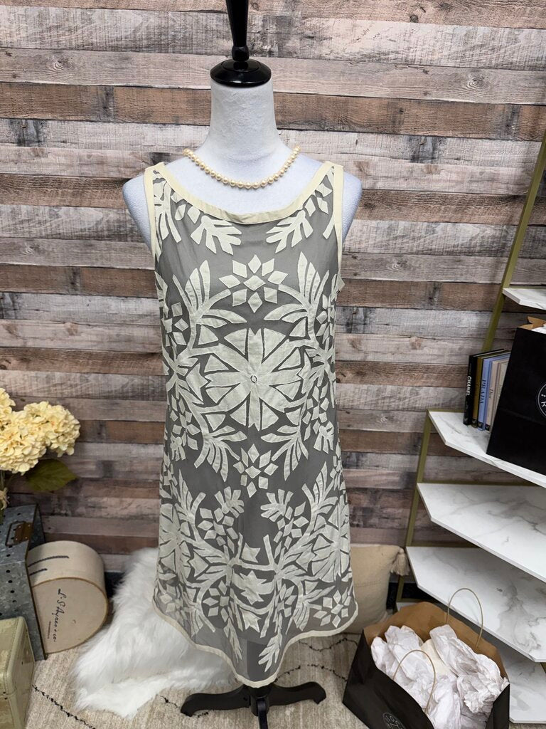 Moss By Moss Bros White Floral Tapework Pattern Dress 38