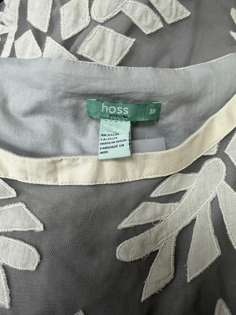 Moss By Moss Bros White Floral Tapework Pattern Dress 38