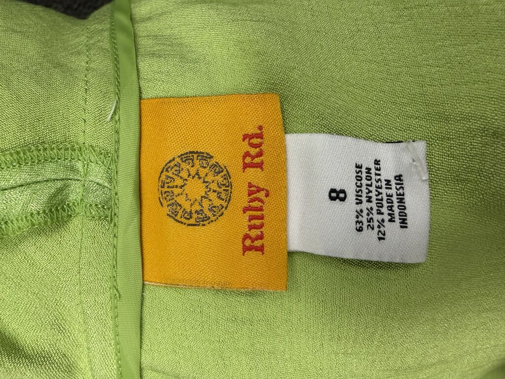 Ruby Rd Lime Green Metallic Ruffle Cardigan
