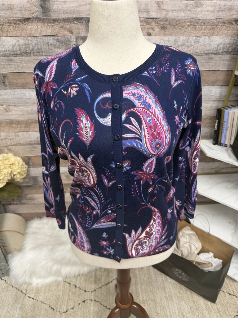 Talbots Paisley Print Cardigan M