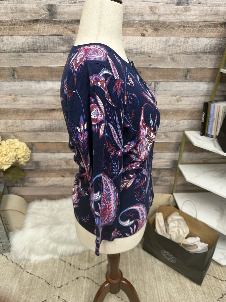 Talbots Paisley Print Cardigan M