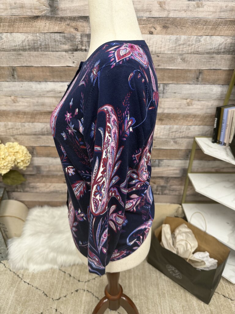 Talbots Paisley Print Cardigan M