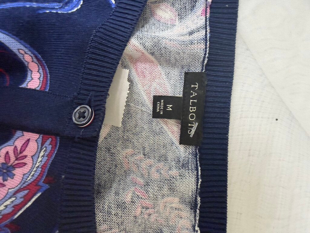 Talbots Paisley Print Cardigan M