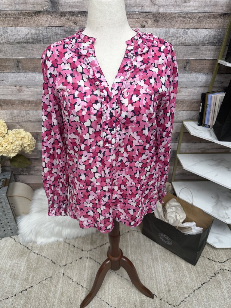 Talbots Blended Hearts Print Blouse L