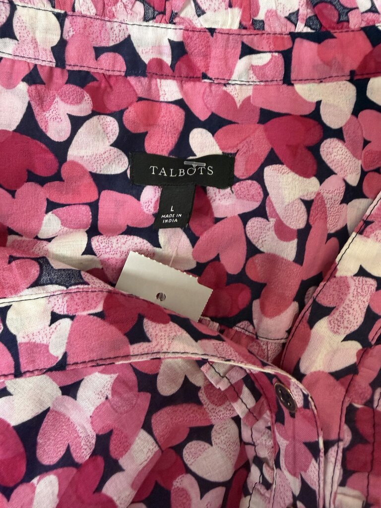 Talbots Blended Hearts Print Blouse L