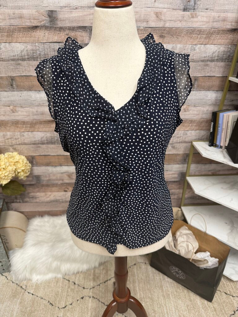 Tommy Hilfiger Black & White Polka Dots Blouse L