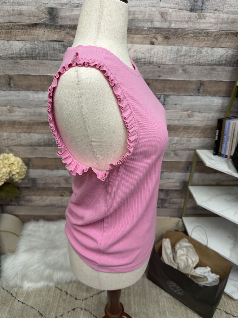 J.Crew Pink Flutter Sleeve Top L