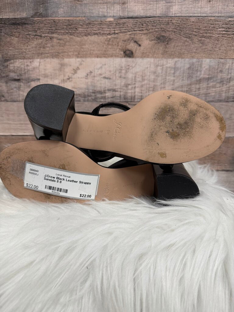 J.Crew Black Leather Strappy Sandals 8