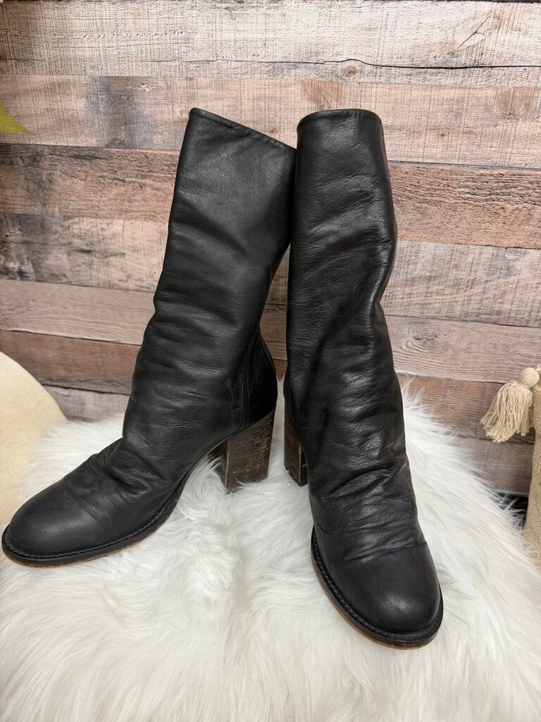 Free People Black Leather Ankle Boots