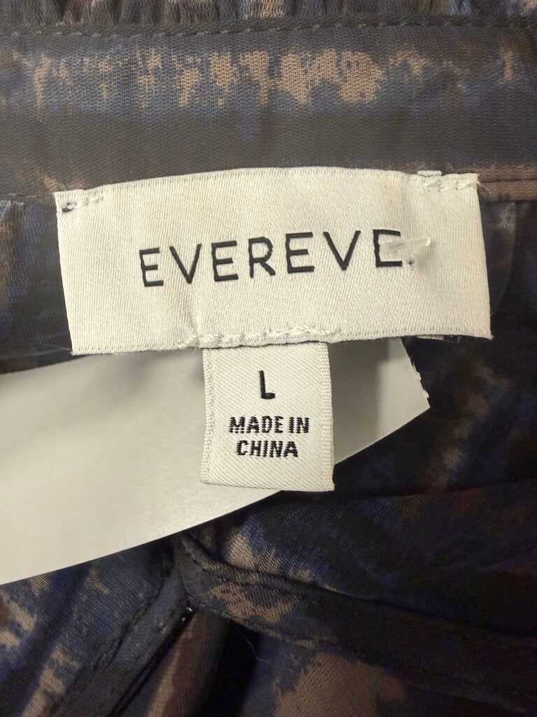 Evereve Black,Navy,Tan Abstract Print Ruffle Neck Blouse